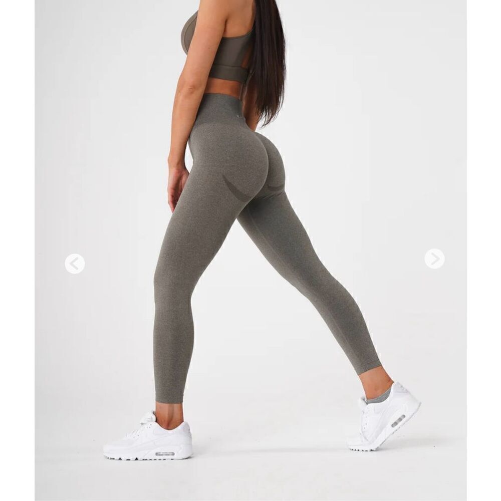 NVGTN Butt Scrunch Cinched Seamless Contour Leggings Olive Dark Green XS Gym